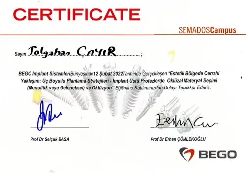 Dr. Tolgahan Çayır - Certificate 3